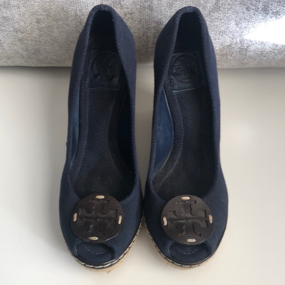 Navy Tory Burch Wedges